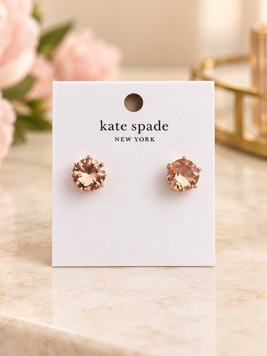 kate spade Jewelry - Kate Spade Rose Gold Peach Crystal Stud Earrings NWT